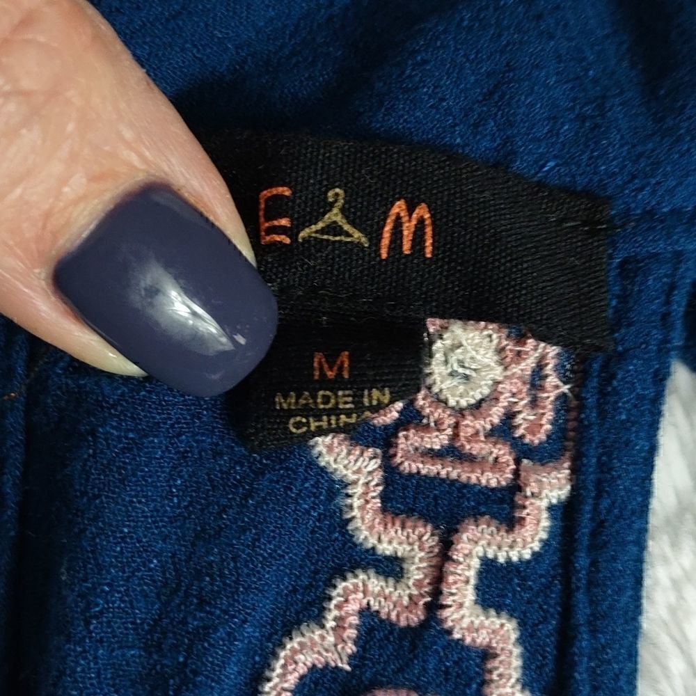 EM Blue Embroidered Halter Top - Picture 7 of 8